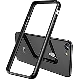 【YMXPY】iPhone7 iPhone8 iPhoneSE2 iPhoneSE3 アルミバンパーケース メタル+シリコンフレーム 二重構造 レンズ保護 軽量 ストラップ穴 耐衝撃 アイフォンバンパー (iphone7/8/SE2/SE3, ブラッ