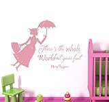 Mary Poppins Quote傘シルエット壁デカール映画ステッカーキッズ保育園リビングルームベッドルームホーム装飾ds424
