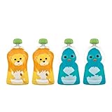 Squooshi Reusable Food Pouch, Small Lion/Bluebird, 2.5 Ounce, 4-Count by Squooshi [並行輸入品]