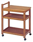 木製キッチンワゴン (ブラウン) 【天板スライド式/約幅66.5～87×奥行40.5×高さ79.5cm】