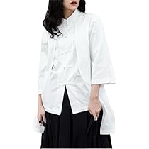 Amazon | [RomelCheo] モノクロ チャイナシャツ レディース チャイナ服 