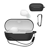 KONXISA for Sony WF-C710N 用 ケース カバー ワイヤレスイヤホン シリコン素材 耐衝撃 防水防塵 ウォッシャブル （カラビナ付き+ストラップ付き ） 着用しやすい 装着充電可能 持ち運びがしやすい（ブラック）