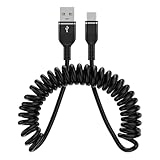 USB C ケーブル コイル型 0.45Mから1.8Mまで 伸びる Type C ケーブル タイプC ケーブル 3A急速充電 データ転送 TPU素材 高耐久性 iPhone 16 15 シリーズ、iPad Pro、Galaxy、Pixelその他USB-C機器対応