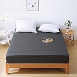 HEVUMYI ボックスシーツ 吸水速乾シーツ 厚さ5~30cmのマットレスに適用 （ダブル,140×200cm） ベッドシーツ 抗菌防臭マットレスカバー 洗えるベッドカバー 着脱簡単 敷き布団カバー 防ダニ 柔らかな触感 ダークグレー