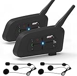 OBEST バイクインカム Bluetooth 5.1 ヘルメット用インカム 連続18H時間通話 7人接続2人同時通話 通話距離700m IP65防水 ヘルメット用インカム スマホ音楽再生/音声案内/自動通話応答/CVCノイズ軽減対応 V7 (2枚)