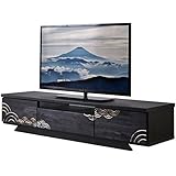 タンスのゲン テレビ台【空海】幅150cm 日本製 完成品 大川家具 フルオープンスライドレール 引き出し収納 天然木 アカシア ブラウン 48010002 00