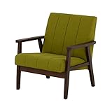 ダークブラウン/布グリーン ： 1人掛け/ストライプステッチ 選べるソファー★noress(ノレス)