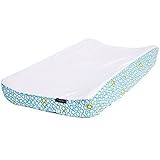Ah Goo Baby 100% Cotton Changing Pad Cover Universal Size White Blue Circles Pattern [並行輸入品]