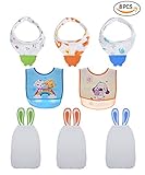 ベビービブ 歯固め付き、ポケット付き防水PUエプロン、汗とりパット 吸汗タオル、8枚セット 男女適用 出産祝い