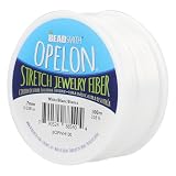 Beadsmith Opelonストレッチコード – 伸縮性のあるビーズファイバー、ホワイト、直径0.7mm、100メートル(323フィート)スプール。