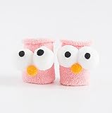 (アクアランド) AQUALAND かわいい ユニーク 目玉 2足組 こども靴下 キッズ 赤ちゃん ベビー ソックス あたたかい ふくろう キャラクター 1～3歳児向け (1～3歳児向け, ピンク)