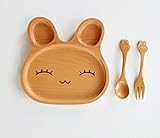 Daisy Laugh Natural Bamboo Baby Feeding Set 3pcs Includes Plate, Spoon and Fork,BPA Free Infant and 