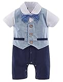 mombebe赤ちゃん男の子タキシード紳士ロンパースOutfit with Bowknot カラー: ブルー