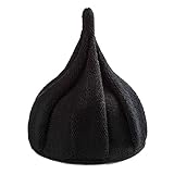 とんがり ニット帽 キッズ ねじり帽 秋冬 選べる19色 (黒)