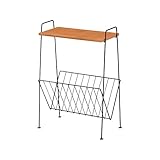 マガジンラック 幅38 アイアン サイドテーブル 木製 スチール テーブル/ブラック