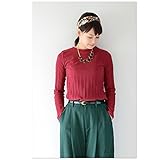 Pearls ランダムリブ編みテレコの 授乳口つき カットソー (クルーネック&ハイネック) crew153 クルーネック bordeaux