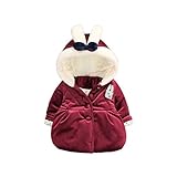 Pojour ベビー服 子供服 女の子コート 冬 防寒 かわいいジャケット おしゃれフード付きコート 厚手 裏毛 暖かい 綿 ベビールームウェア 普段着 カジュアル 旅行 記念日 プレゼント 赤