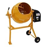 コンクリートミキサー 黄 練上量70L ドラム容量140L 電動 モーター式 100Vモーター 混練機 攪拌機 かくはん機 コンクリート モルタル 堆肥 肥料 飼料 園芸 タイヤ 車輪 キャスター ミ