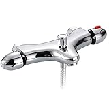 Wrightjp 浴室用 壁付サーモスタット混合栓 バス用混合栓 バス用水栓金具 サーモスタット付シャワー 水栓