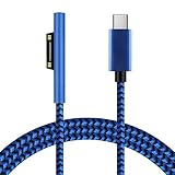 Sisyphy Surface to USB-C PD 急速充電ケーブル【1.8m 青黒ナイロン、CE認証済】、15V/3A 45W PD Type-C 充電器必要、マイクロソフト Surface Pro 7/6/5/4/3/X Surface Go3/2/1 Surface Laptop 4/3/2/1 Book タブレット対応