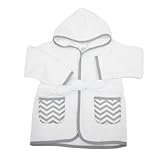 American Baby Company trim zigzag pockets 0-9 Months 100-Percent Organic Cotton Baby Bathrobe, White