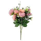 Auntwhale 人工咲き牡丹花束花嫁園家庭用ウェディングデコレーションのための偽の花の手配