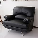 (DORIS) レザー ソファー ソファ 1人掛け 【シュプレーム】 最高級アーティフィシャルレザー使用 (1P（1人掛け）, ブラックレザー) (KIC)