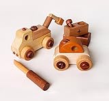 スプソリ 木のおもちゃ 知育玩具 工具で組立あそびセット 車2個セット 木製ボルトとドライバーで色々な車を作ろう
