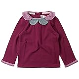 《春秋冬対応》SCHNEE(スネー) フライス天竺衿ベロアロンT 80cm /濃いピンク NO.F-661155