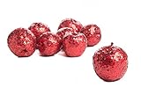 工場直接クラフト® 8 PieceのコレクションGlitzyレッドGlittered人工りんごfor Holidayと季節の装飾
