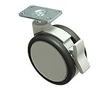 ハイロジック フレスコキャスター75mm プレート・ストップ付 グレー
