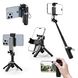 CloudValley 【5-in-1マルチ機能】可変焦点距離です スマホ カメラグリップ 軽量 スマホ 自撮り棒 360度回転 折りたたみ式です ミニ 5段階伸縮 便利で実用的です iPhone Androidに対応 写真/旅行/動画を撮る/動画鑑賞/セルフィー/生放送に最適