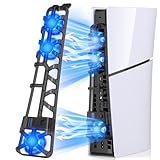 Elnicec PS5 Slim 冷却ファン【新型 PS5 Slim 対応】PlayS*tation 5用クーリングファン PS5 Slim用アクセサリー LEDライト付き USBポート 3つファン 急速冷却 静音 装着簡単 PS5 Slim 対応 ディスク版 デジタル版(ブラック)