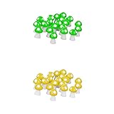 Flameer キノコ　各色20個　ミニチュア　盆栽　DIY　ガーデン　マイクロ風景　装飾　樹脂　カラフル - 黄緑