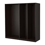 【IKEA/イケア】PAX ワードローブフレーム3個セット, ブラックブラウン