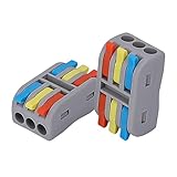 PENGLIN 10個 コンパクトスプライスコネクタ ワンタッチコネクター 電線 配線 差し込みコネクタ レバー付き接続端子セット より線・単線接続可能コネクタ 双方向端子台 3 in 3 out