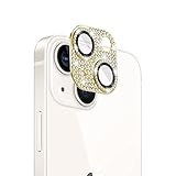 iPhone 13 / iPhone 13 mini カメラ保護ガラスフィルム カメラレンズ保護カバー アルミニウム合金＋強化ガラス製 カメラカバー キズ防止 露出オーバー防止 耐衝撃 防塵 防滴 薄型 3D全面保護 【1枚】 ゴールド iPhone 13 / iPhone 13 mini 対応 カメラガラスフィルム