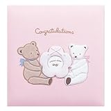 【お子様の誕生記念に刺繍アルバムを作成致します/ア-LB-529-P】フエルアルバム タイニーベアー ピンク　Lサイズ/ア-LB-529-P