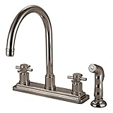 Kingston Brass KS8798DX Concord Twin Cross Handles 8-Inch Kitchen Faucet With Matching Finish Spraye