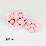 Mamimami Home シリコーン製 安全歯固め ビーズ 20MM 授乳看護用 ネックレス おしゃぶりチェーン 幼児 噛がため玩具 新生児贈り物 DIY用 円形 アクセサリー 17色選択可能 50