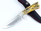 SR KNIVES(エスアール ナイフ) アウドドアナイフ 5mm厚ブレード スタッグデザイン・ハンドル ミラーブレード S031A