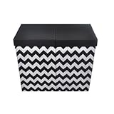 Modern Littles Bold Folding Double Laundry Basket, Black and White Chevron [並行輸入品]