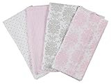 Laura Ashley 4 Piece Ladder Receiving Blanket, Kensington Grey Print by Laura Ashley