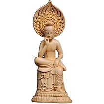 Amazon｜仏像 弥勒菩薩半跏思惟像 木彫仏像 桧木製高さ16CM