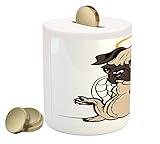 パグPiggy Bank by Ambesonne、Pug Puppy Angel with a Hare onそのヘッドand Beautiful Angel Wings Heaven宗教、印刷セラ