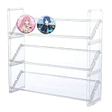 seimeinoki 缶バッジ ディスプレイスタンド 12枚収納可能 透明製 ディスプレイ スタンド 積み重ね式 3段 長さ32cm コレクションスタンド 缶バッジ 展示 ディスプレイ ラック 展示台 58mm～75mmの缶バッジに対応できる