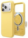 【elago】 iPhone 17 Pro 対応 ケース MagSafe 対応 シリコン 耐衝撃 スマホケース 指紋 防止 サラサラ マグセーフ対応 シリコンケース カバー [ iPhone17Pro アイフォン17Pro 対応 携帯ケース ] MAGNETIC SILICONE CASE イエロー