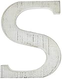 Adeco Wooden Hanging Wall Letters S - White Decorative Wall Letter of Living Room Baby Name and Bedr