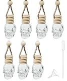 bylikeho 車用ディフューザーボトル 7個 自動車用 車用ディフューザー カーハンギングガラスボトル カーアクセサリー カーデコレーション 車用吊り下げディフューザー スカルガラスボトル 車用ハンギングディフューザーボトル