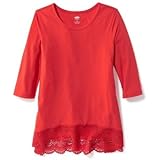 オールドネイビー OLD NAVY/ クロシェットヘムスクープネックティ レッドアラウド トップス長袖Tシャツ XS【並行輸入】